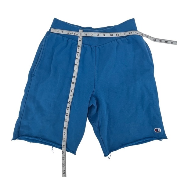 Champion Blue Fleece Rough Hem Pocket Shorts Size Medium Men’s - Picture 4 of 6